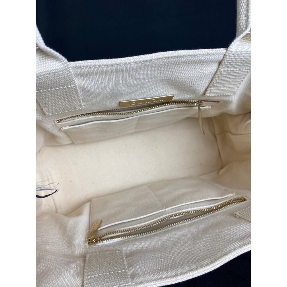 OSCAR DE LA RENTA Bag Ivory Floral Lace Canvas Tote Handbag Large - Picture 6 of 14